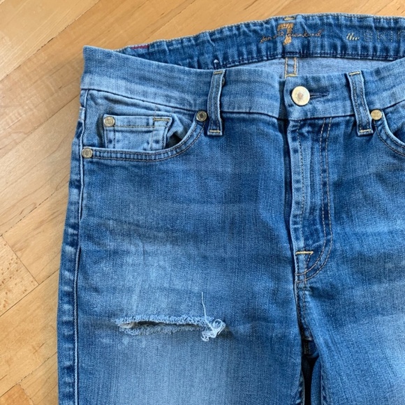 7 For All Mankind The Skinny Distressed Jeans Size 27 - Picture 4 of 10